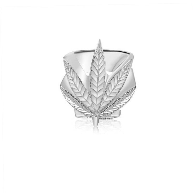 Gold Cannabis Leaf Ring (14K WHITE GOLD) - IF & Co. Custom Jewelers