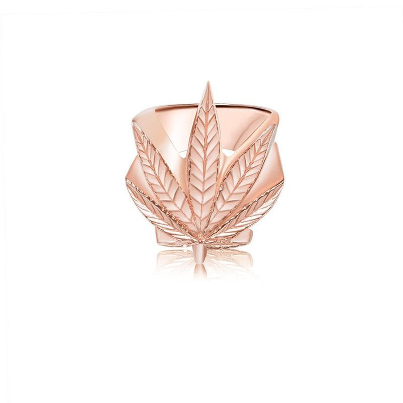 Gold Cannabis Leaf Ring (14K ROSE GOLD) - IF & Co. Custom Jewelers