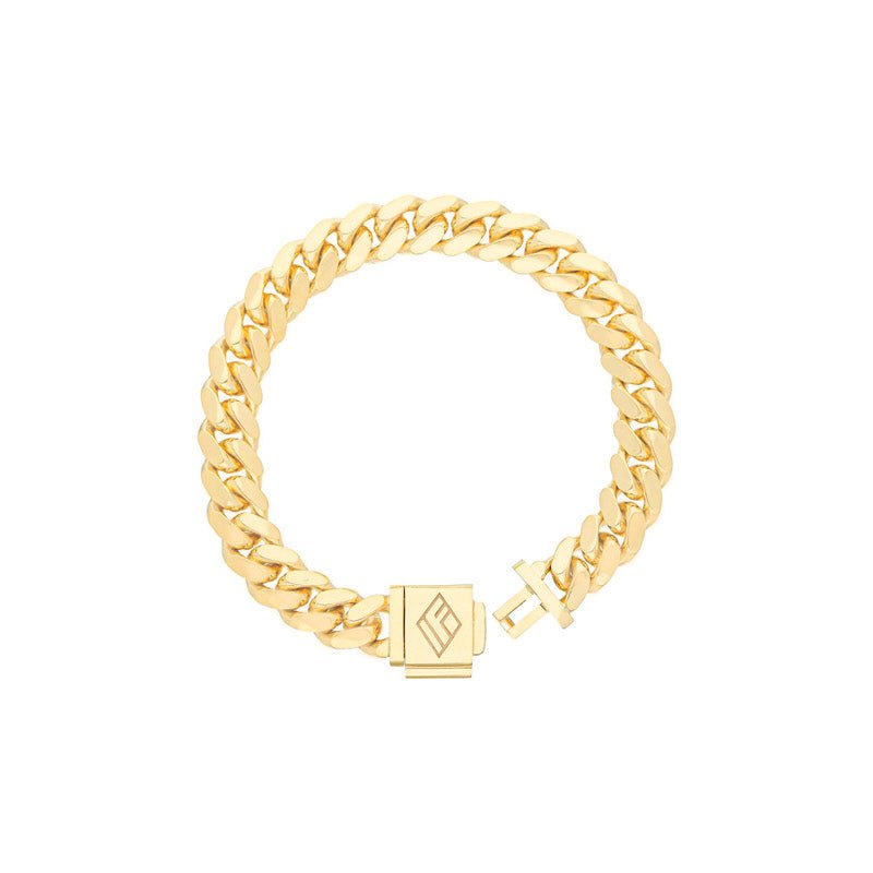 Gold Cuban Link Bracelet (9mm) (14K YELLOW GOLD) - IF & Co. Custom Jewelers