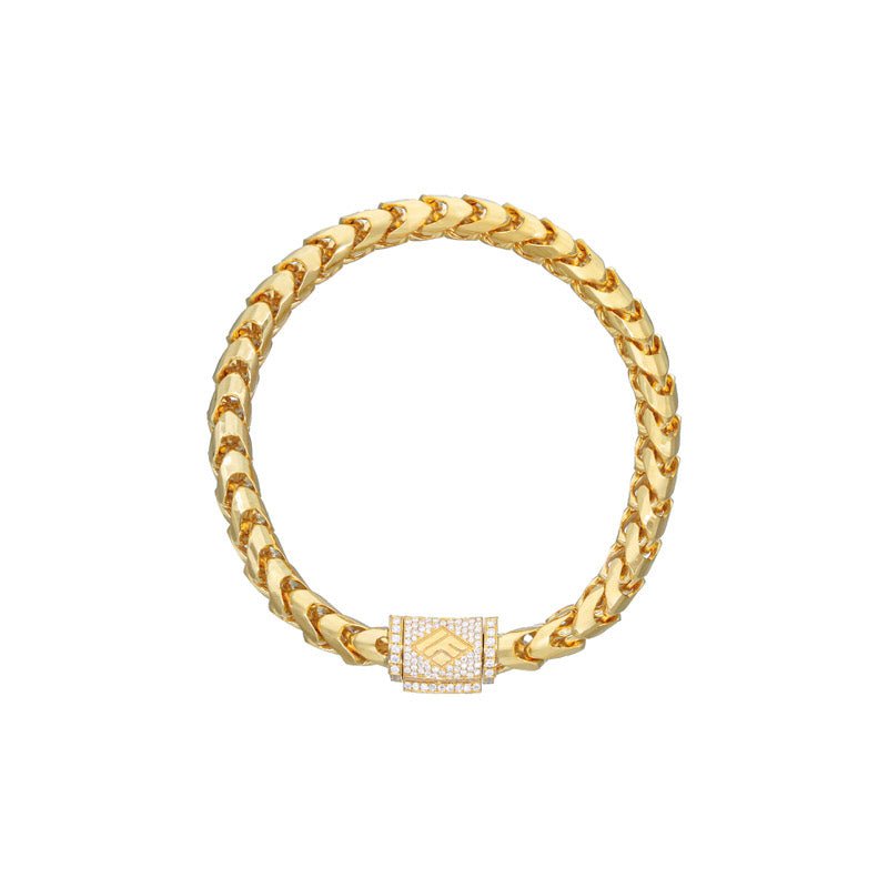 Gold Franco Bracelet (6.5mm, Diamond Clasp) (14K YELLOW GOLD) - IF & Co. Custom Jewelers