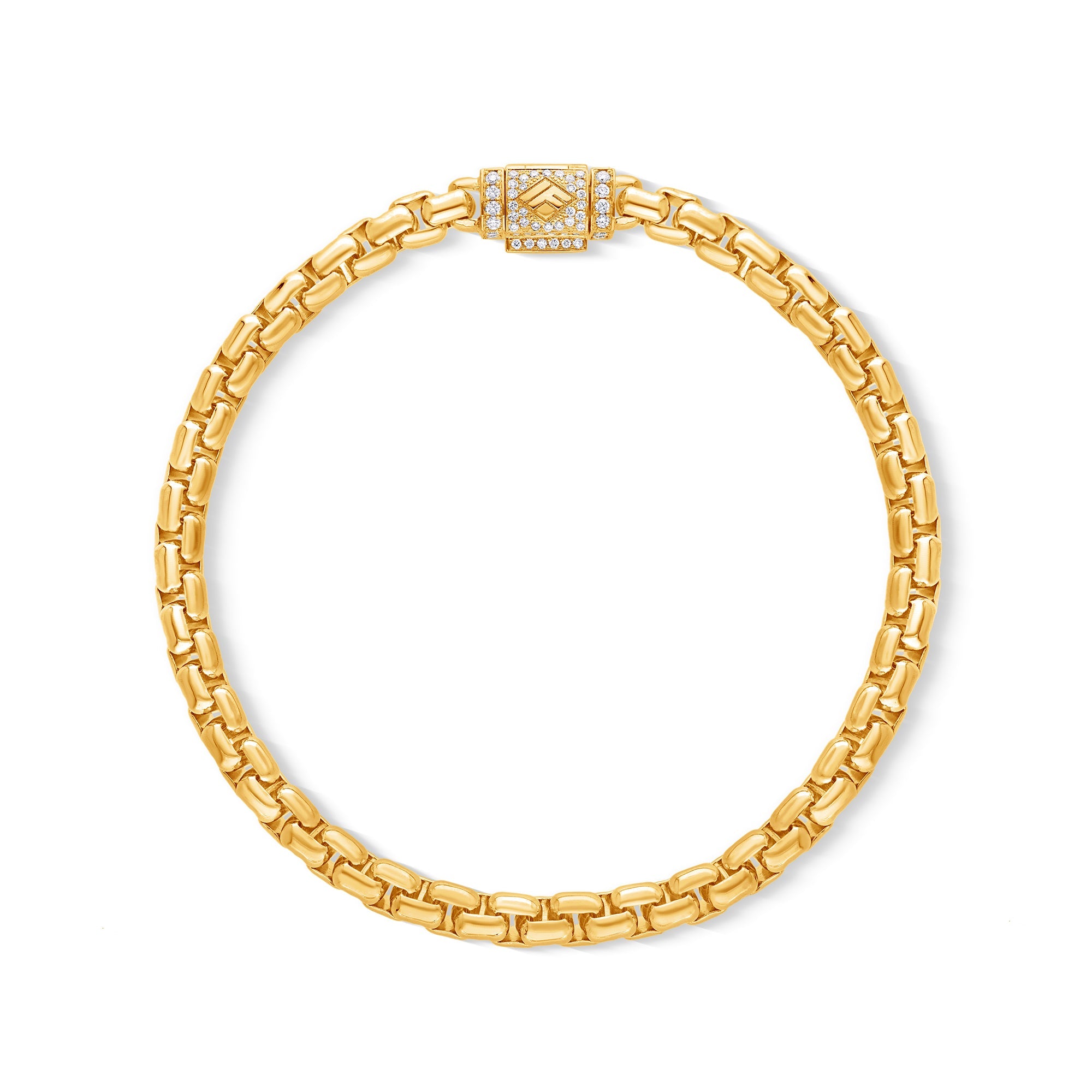 Gold Moon Link Bracelet (5mm, Diamond Clasp) (14K YELLOW GOLD) - IF & Co. Custom Jewelers
