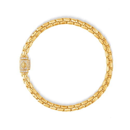 Gold Moon Link Bracelet (5mm, Diamond Clasp) (14K YELLOW GOLD) - IF & Co. Custom Jewelers