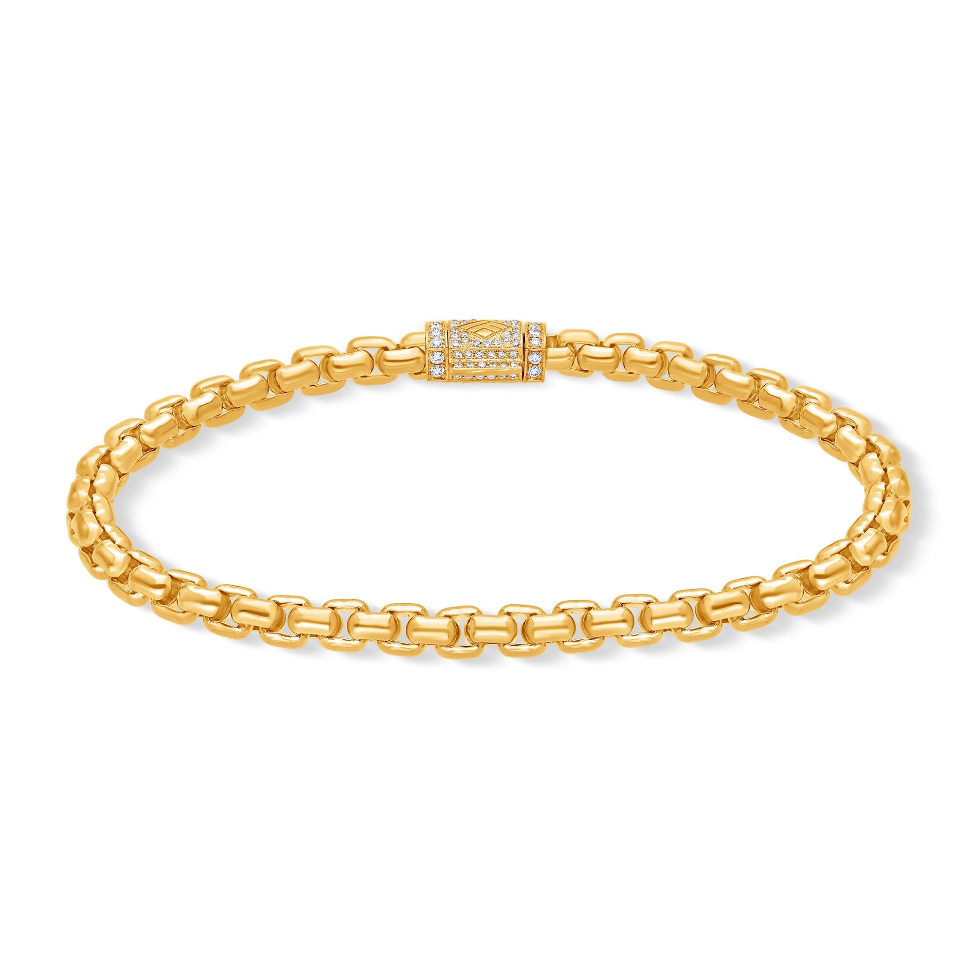 Gold Moon Link Bracelet (5mm, Diamond Clasp) (14K YELLOW GOLD) - IF & Co. Custom Jewelers