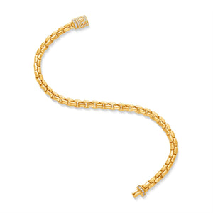 Gold Moon Link Bracelet (5mm, Diamond Clasp) (14K YELLOW GOLD) - IF & Co. Custom Jewelers