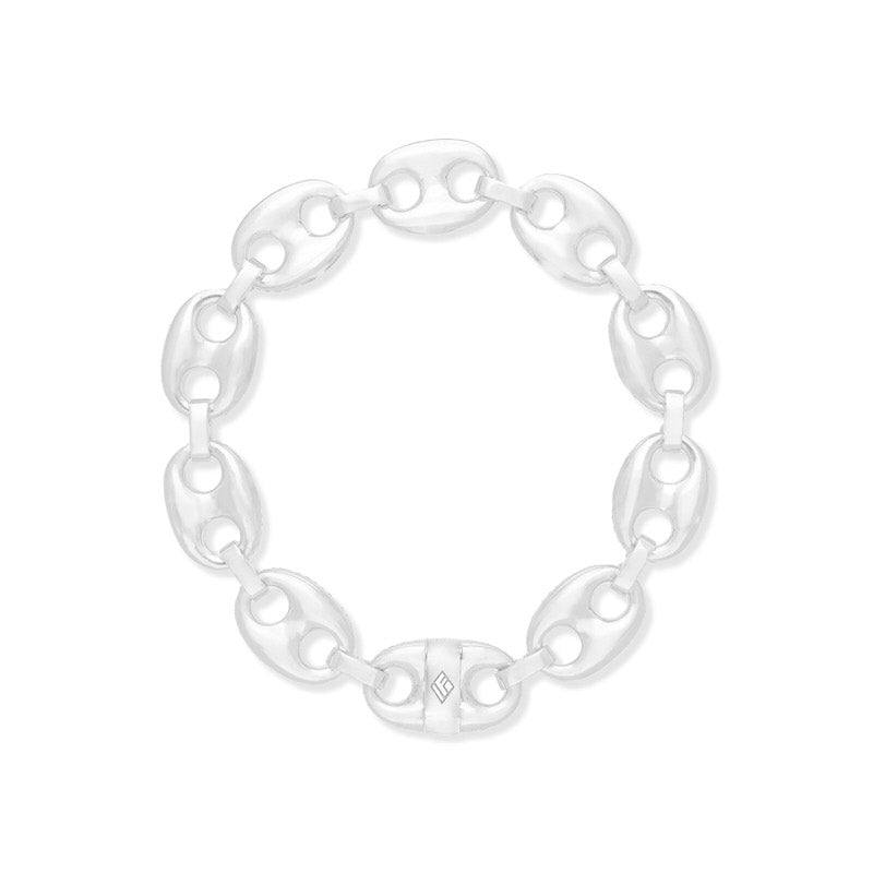 Gold Ocean Link Bracelet (13mm) (14K WHITE GOLD) - IF & Co. Custom Jewelers