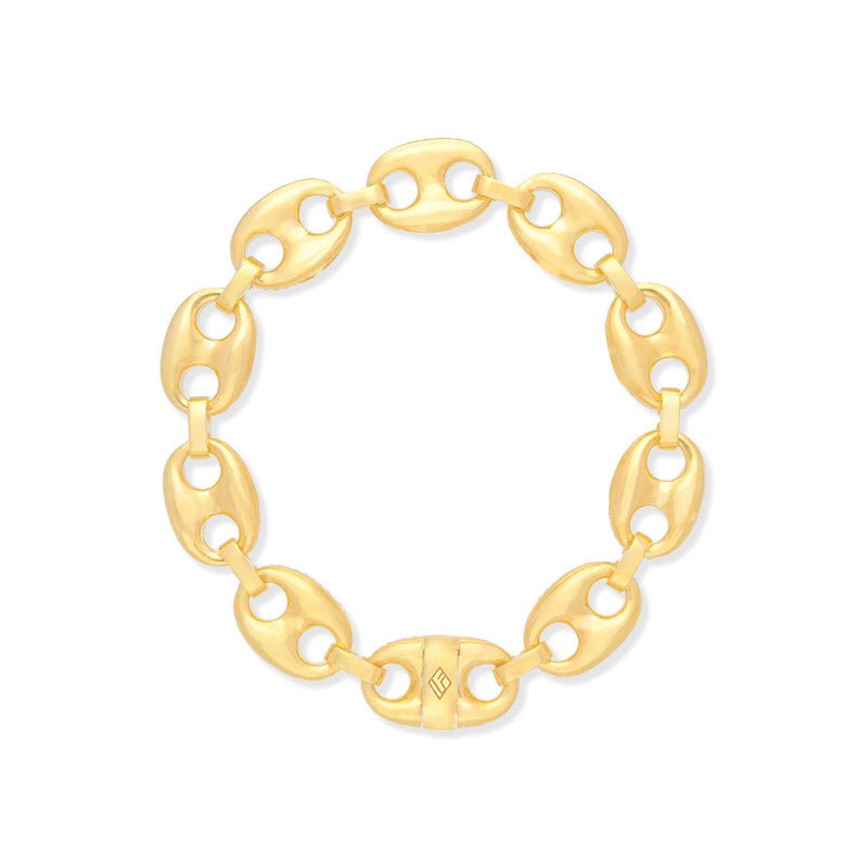Gold Ocean Link Bracelet (13mm) (14K YELLOW GOLD) - IF & Co. Custom Jewelers