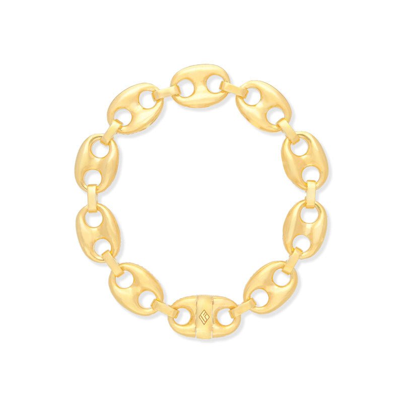 Gold Ocean Link Bracelet (13mm) (14K YELLOW GOLD) - IF & Co. Custom Jewelers