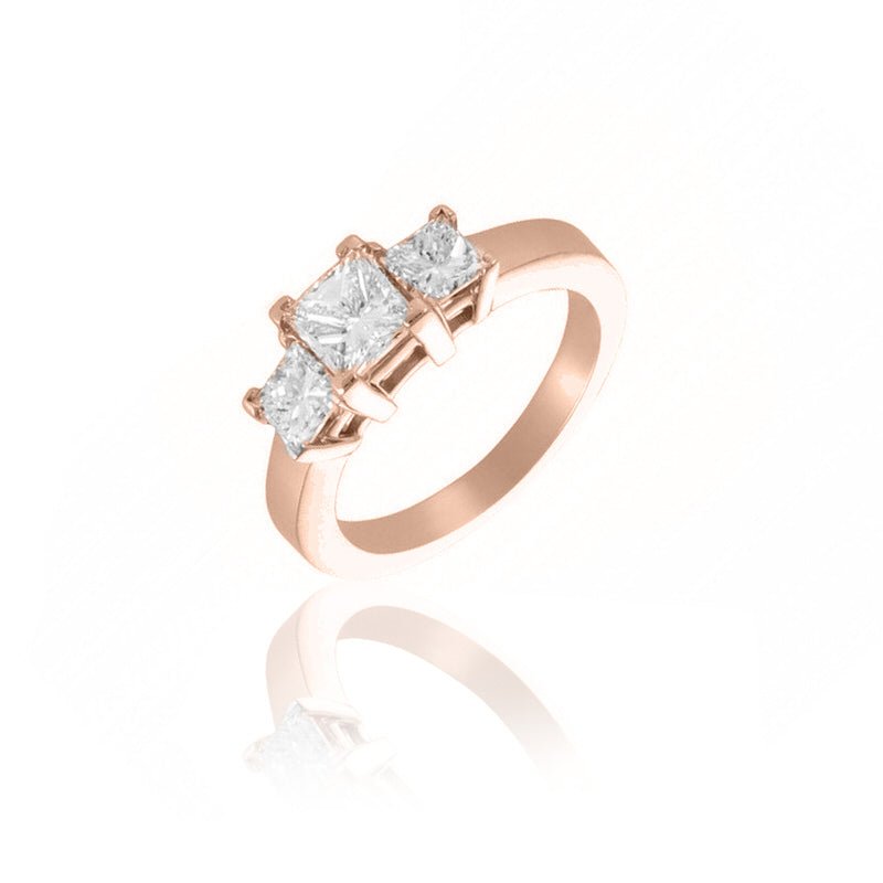 Jules 3-Stone Diamond Ring (18K ROSE GOLD) - IF & Co. Custom Jewelers