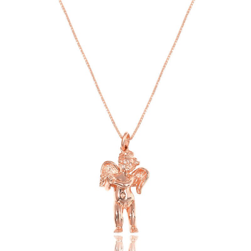 Legacy Piece: Baby Cherub Angel (Praying Hands, Diamond Eyes) (10K ROSE GOLD) - IF & Co. Custom Jewelers