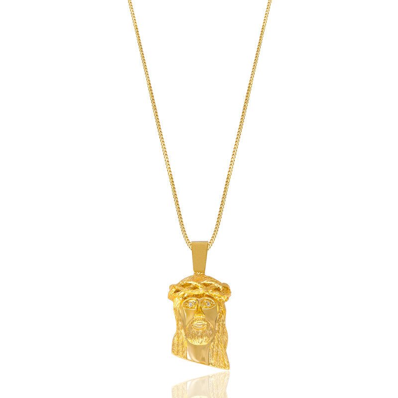 Legacy Piece: Micro Jesus Piece (Diamond Eyes) (10K YELLOW GOLD) - IF & Co. Custom Jewelers