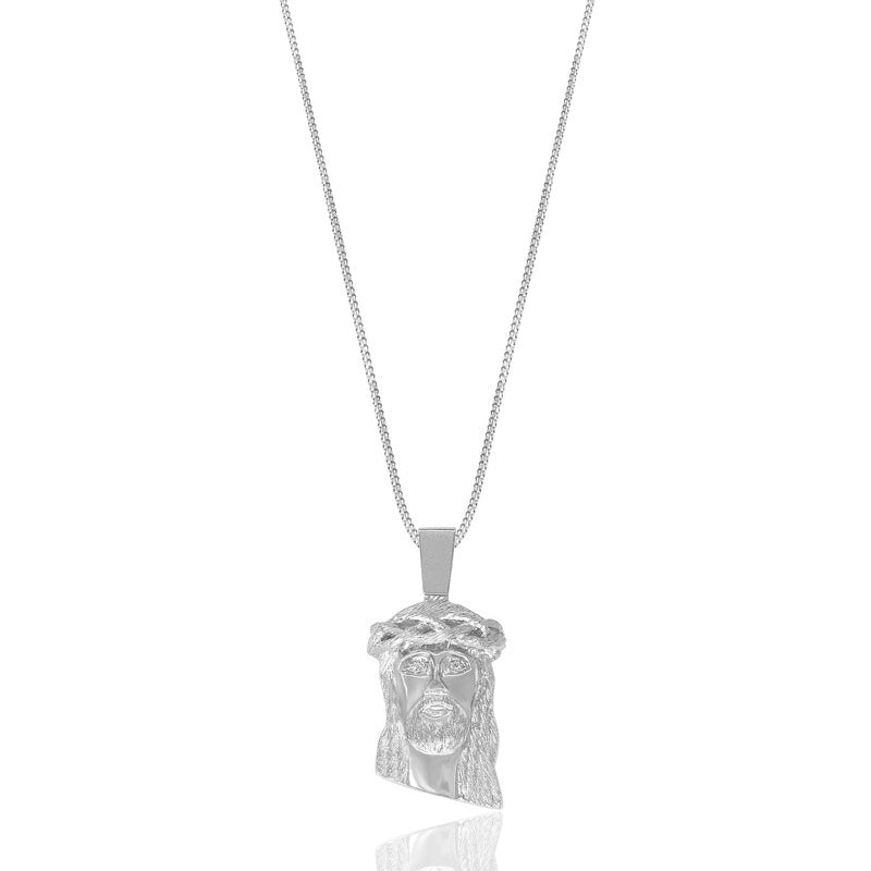 Legacy Piece: Micro Jesus Piece (Diamond Eyes) (10K WHITE GOLD) - IF & Co. Custom Jewelers