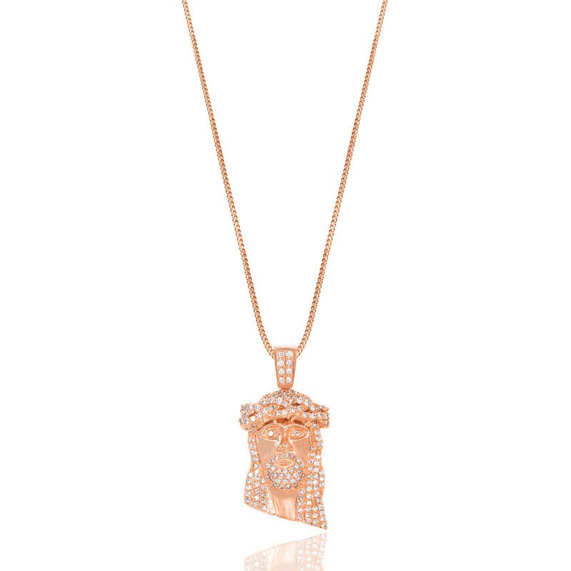 Legacy Piece: Micro Jesus Piece (Fully Iced) (10K ROSE GOLD) - IF & Co. Custom Jewelers