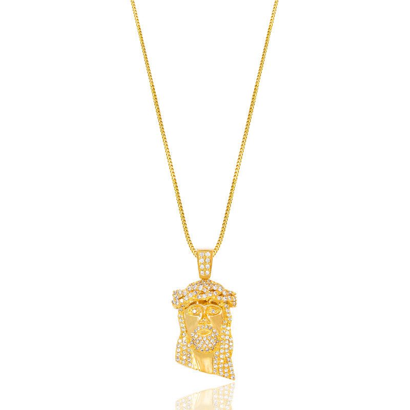 Legacy Piece: Micro Jesus Piece (Fully Iced) (10K YELLOW GOLD) - IF & Co. Custom Jewelers