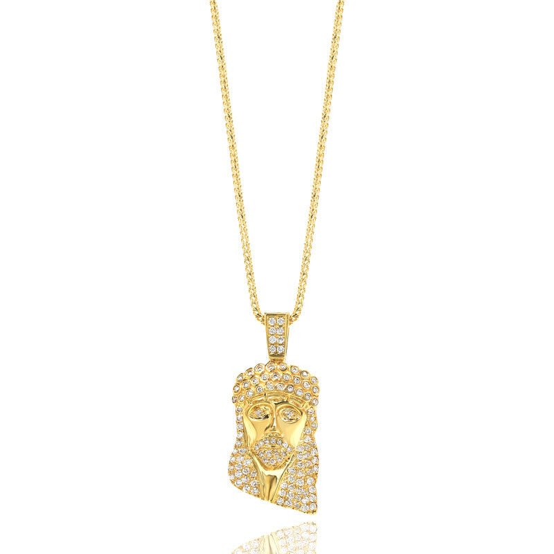 Legacy Piece: Micro Jesus Piece (Kufi, Fully Iced) (10K YELLOW GOLD) - IF & Co. Custom Jewelers