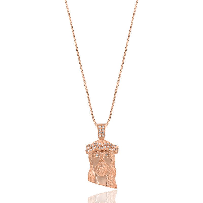 Legacy Piece: Micro Jesus Piece (Partially Iced) (10K ROSE GOLD) - IF & Co. Custom Jewelers