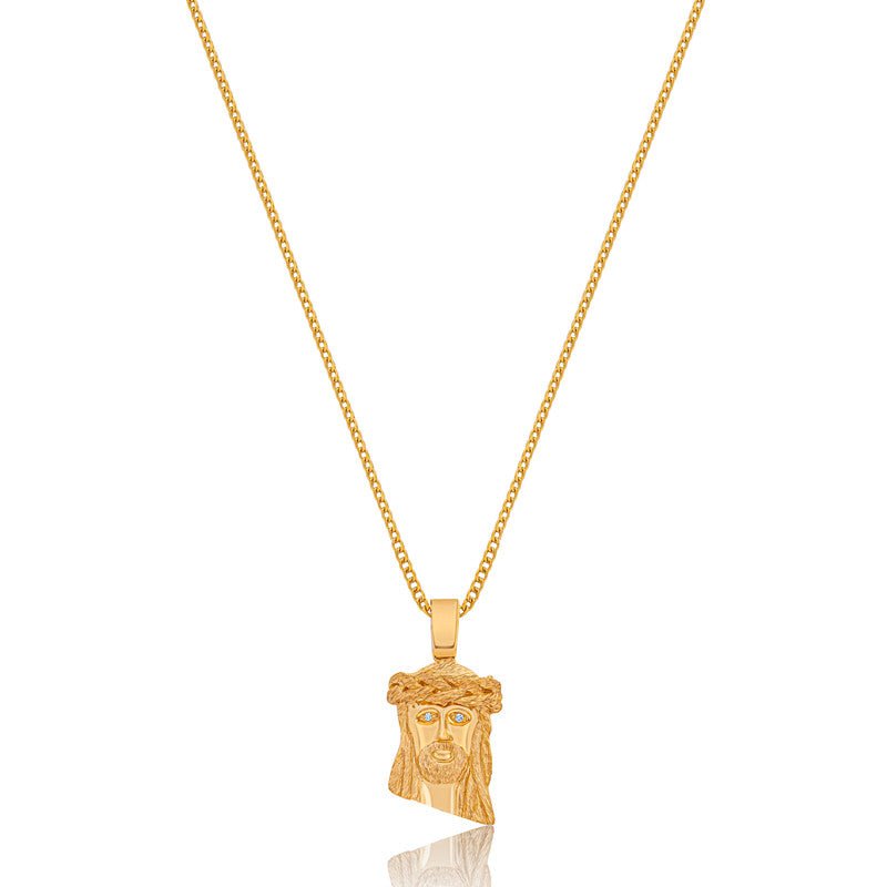 Legacy Piece: Nano Jesus Piece (Diamond Eyes) (10K YELLOW GOLD) - IF & Co. Custom Jewelers