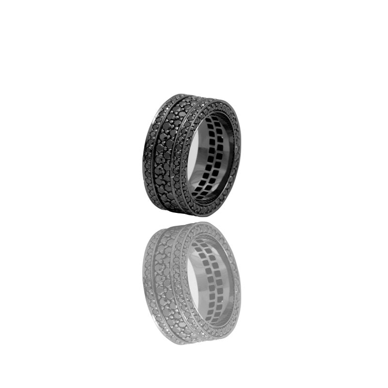 Massimo Eternity Ring (Special Black, 2-Row) (18K BLACK GOLD) - IF & Co. Custom Jewelers