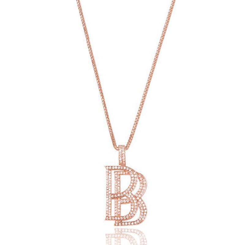 Micro Ben Baller "BB" Piece (Fully Iced) (14K ROSE GOLD) - IF & Co. Custom Jewelers