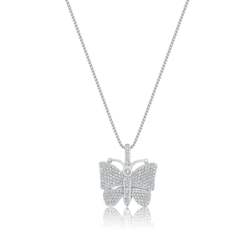 Micro Butterfly Piece (Fully Iced) (14K WHITE GOLD) - IF & Co. Custom Jewelers