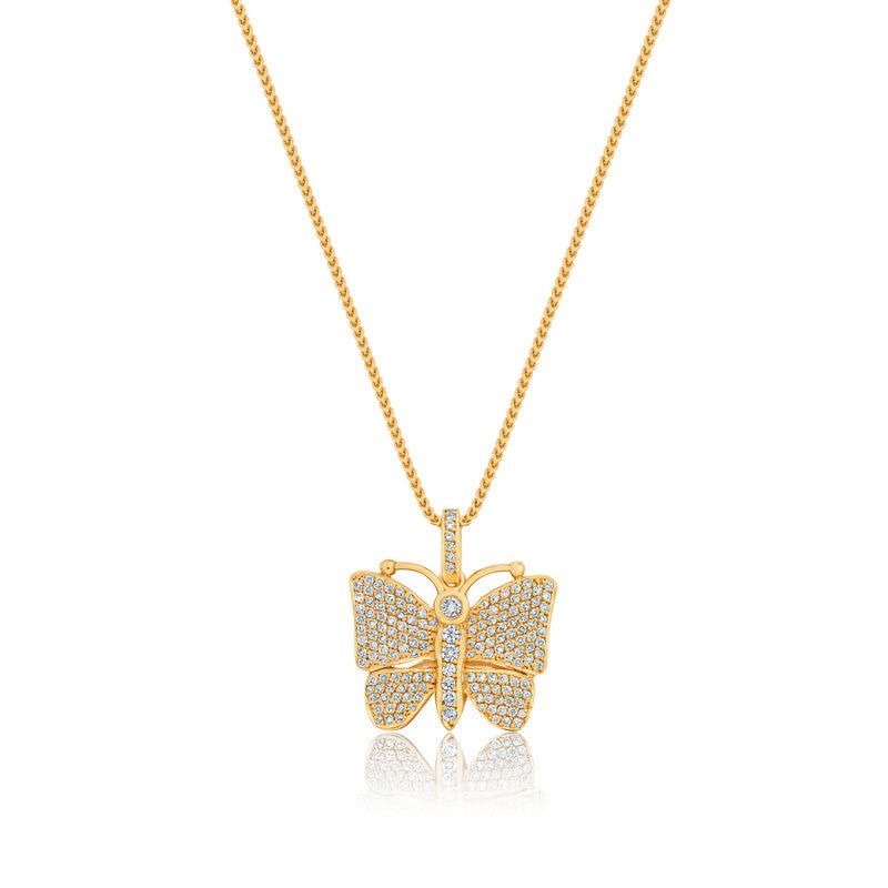 Micro Butterfly Piece (Fully Iced) (14K YELLOW GOLD) - IF & Co. Custom Jewelers