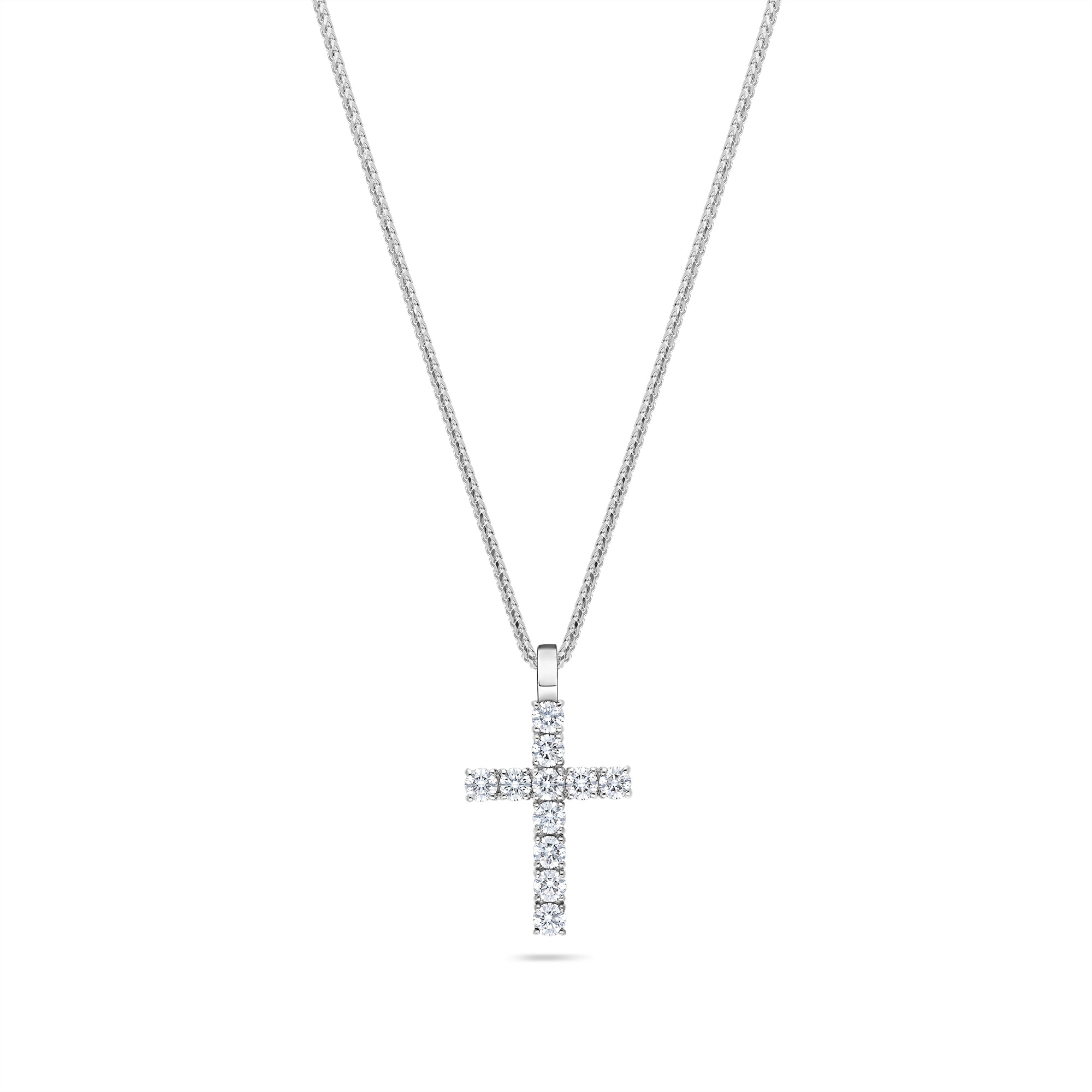 1.75CT Prong Set Round Brilliant Diamond Cross Necklace – Justin's Jewelers