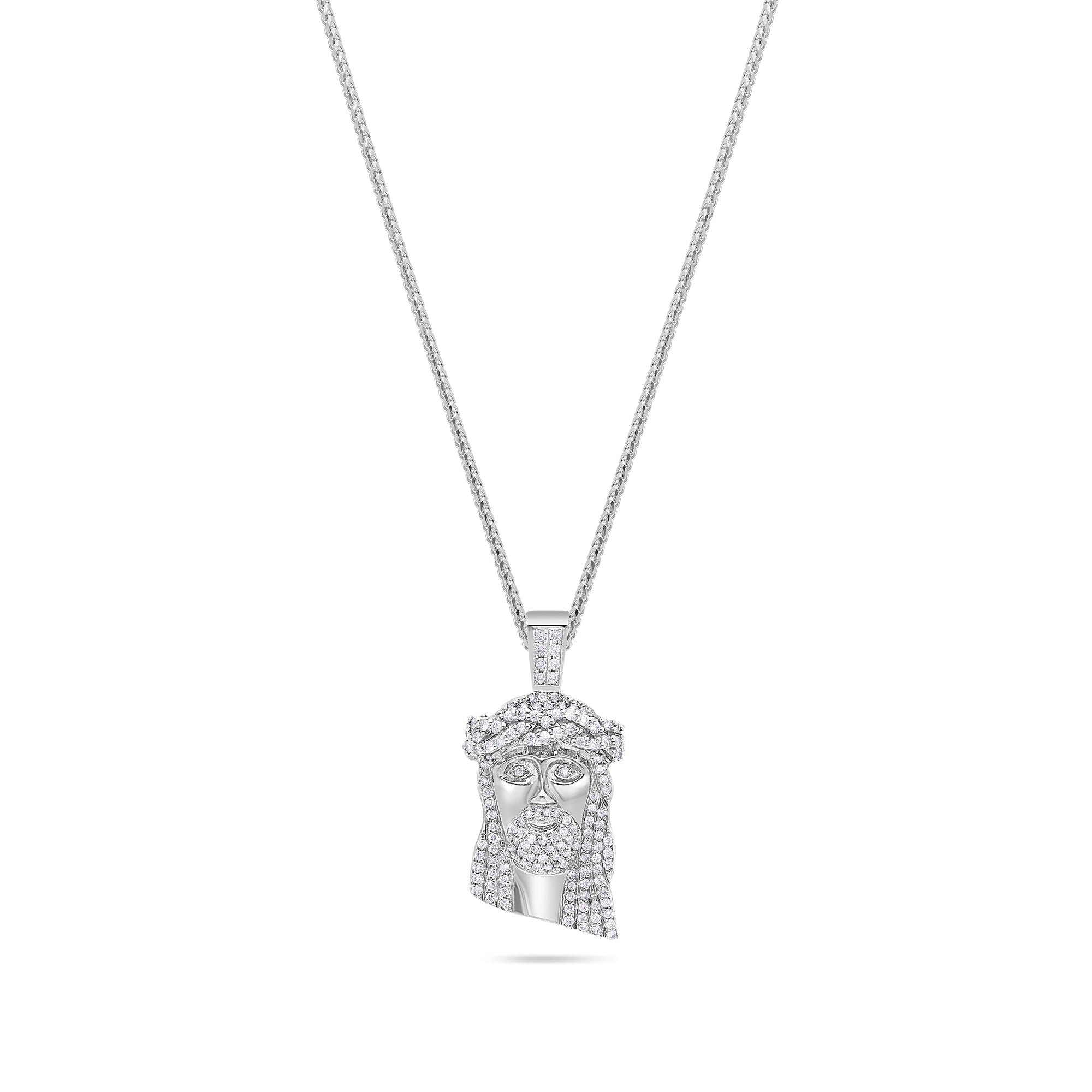 Micro Jesus Piece (Fully Iced) (14K WHITE GOLD) - IF & Co. Custom Jewelers