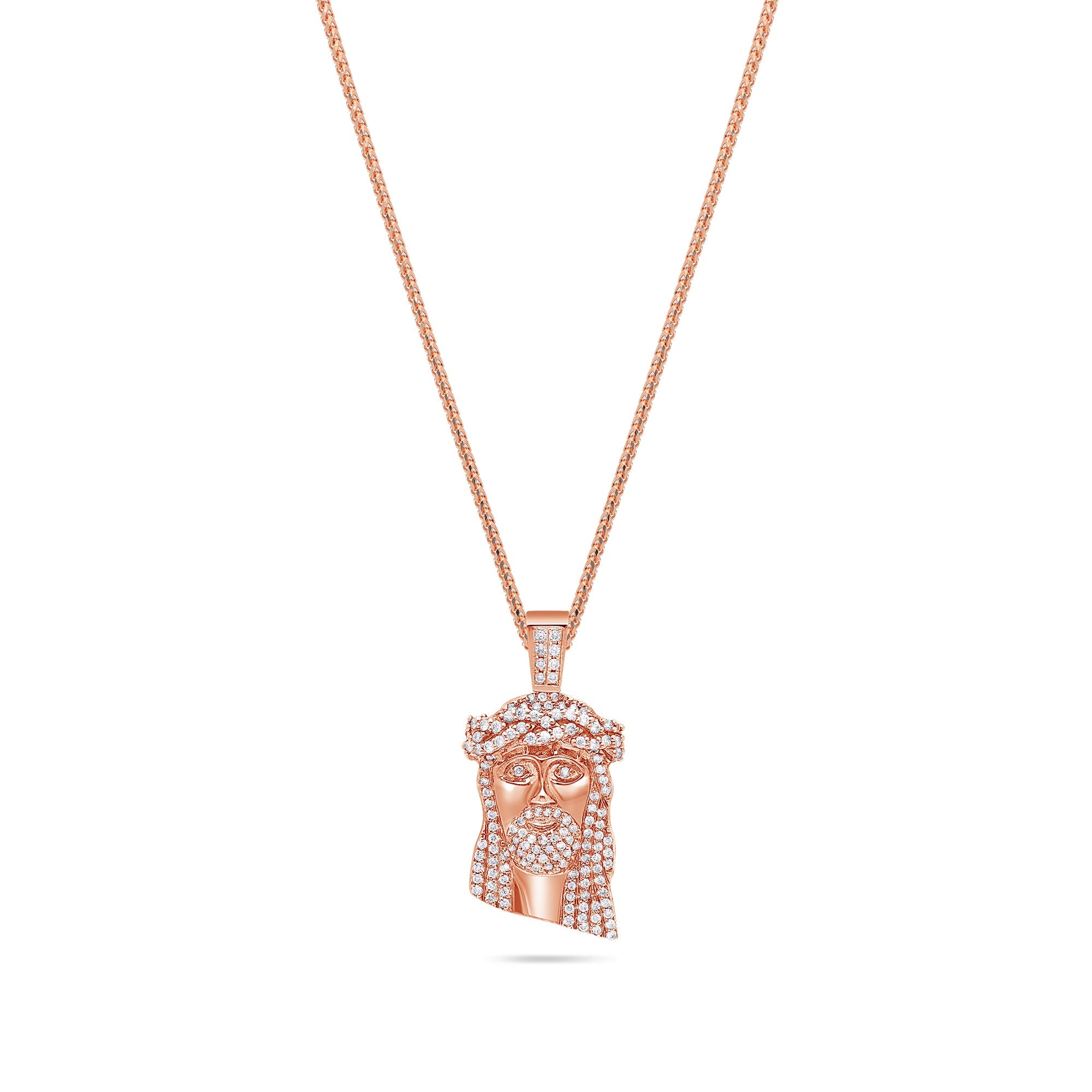 Micro Jesus Piece (Fully Iced) (14K ROSE GOLD) - IF & Co. Custom Jewelers