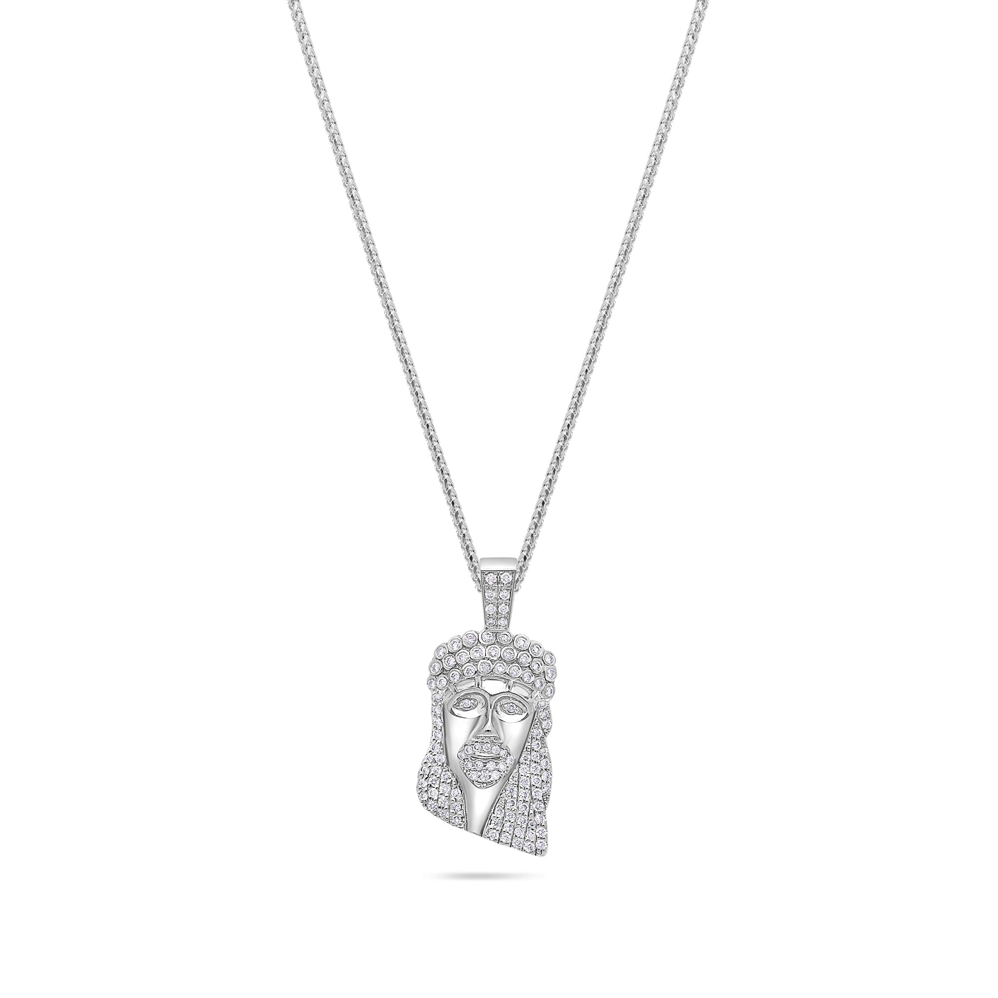 Micro Jesus Piece (Kufi, Fully Iced) (14K WHITE GOLD) - IF & Co. Custom Jewelers