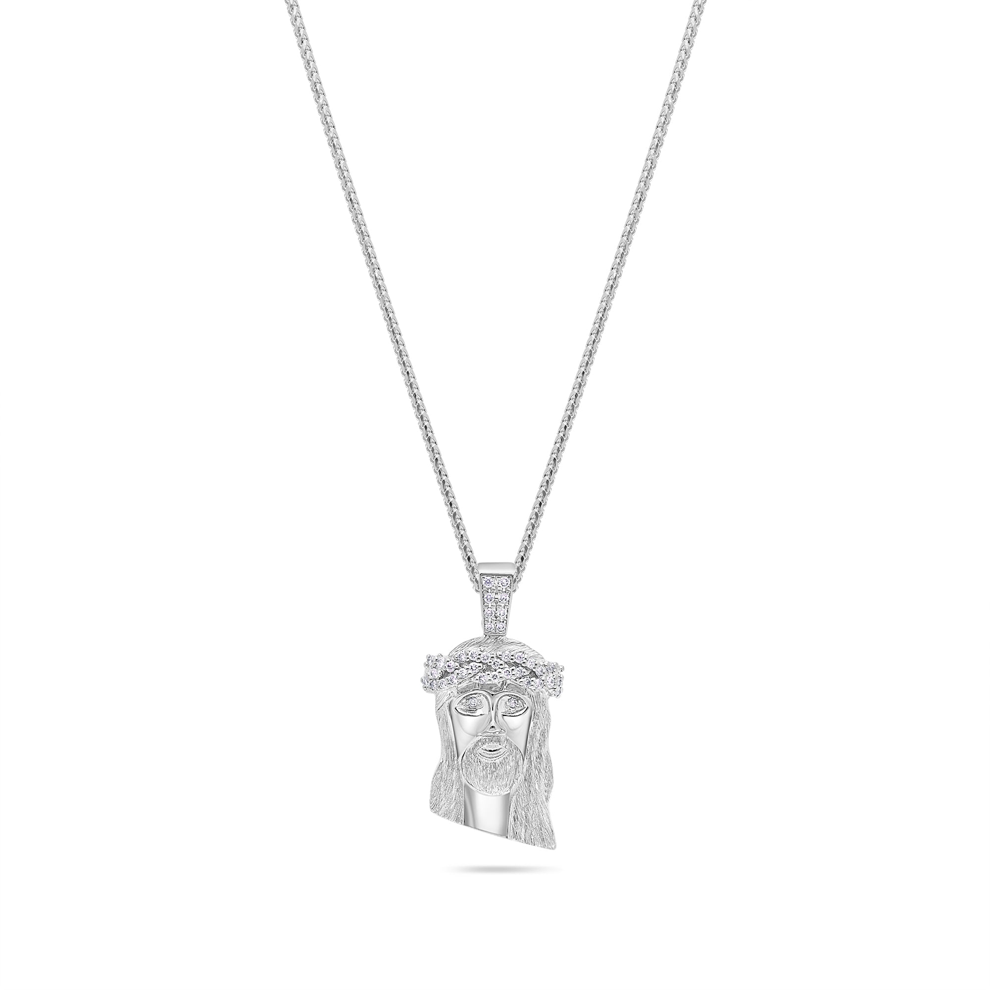 Micro Jesus Piece (Partially Iced) (14K WHITE GOLD) - IF & Co. Custom Jewelers
