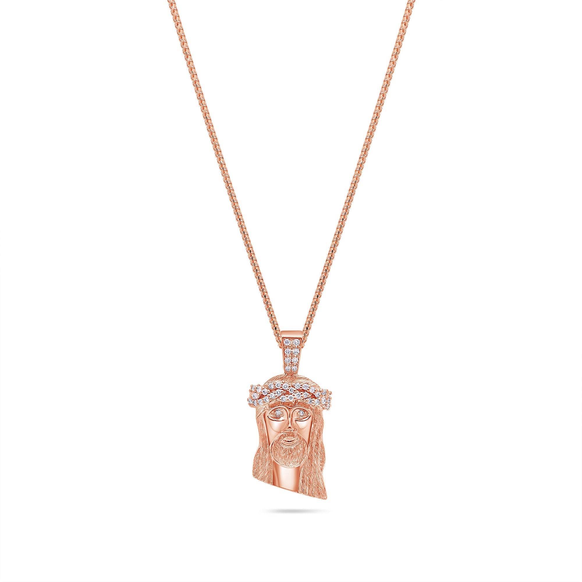 Micro Jesus Piece (Partially Iced) (14K ROSE GOLD) - IF & Co. Custom Jewelers