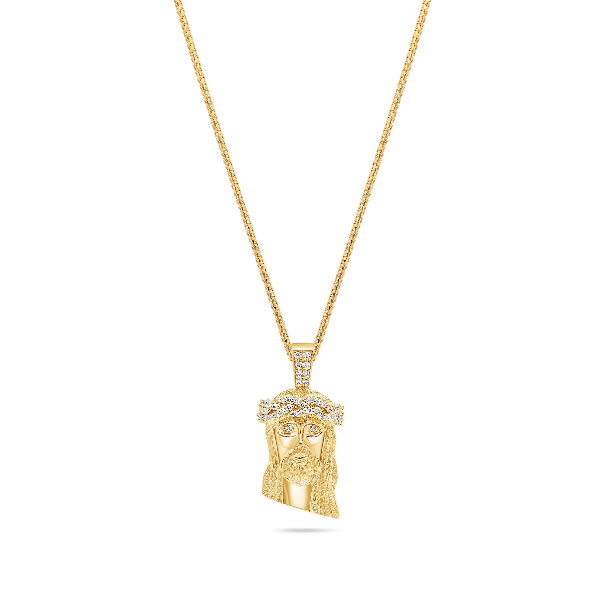 Micro Jesus Piece (Partially Iced) (14K YELLOW GOLD) - IF & Co. Custom Jewelers