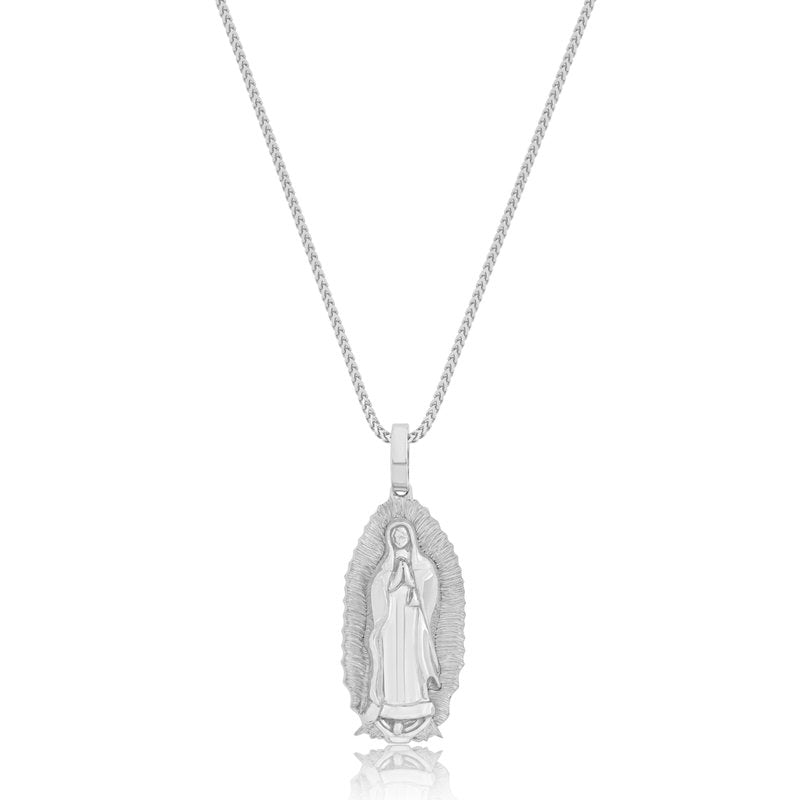 Micro Lady of Guadalupe Piece (Solid Gold) (14K WHITE GOLD) - IF & Co. Custom Jewelers