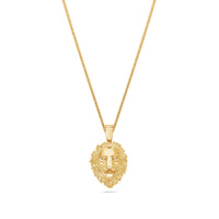 Micro Lion Piece (Diamond Eyes) (14K YELLOW GOLD) - IF & Co. Custom Jewelers