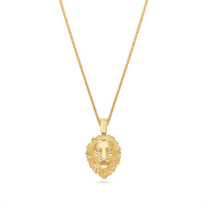Micro Lion Piece (Diamond Eyes) (14K YELLOW GOLD) - IF & Co. Custom Jewelers