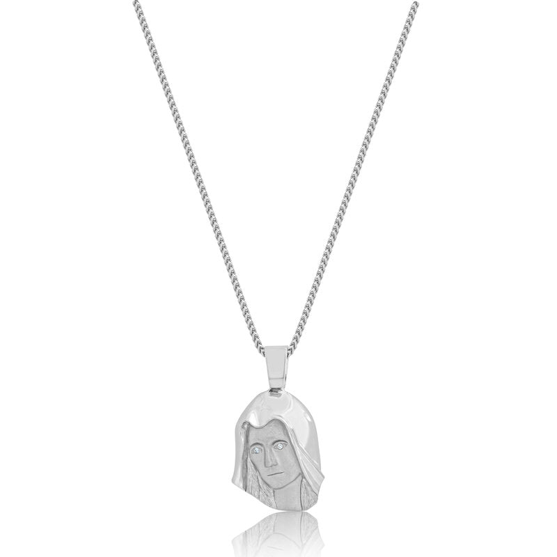 Micro Mary Piece (Diamond Eyes) (14K WHITE GOLD) - IF & Co. Custom Jewelers