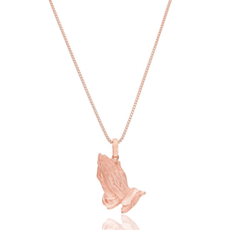 Micro Praying Hands Piece (Solid Gold) (14K ROSE GOLD) - IF & Co. Custom Jewelers