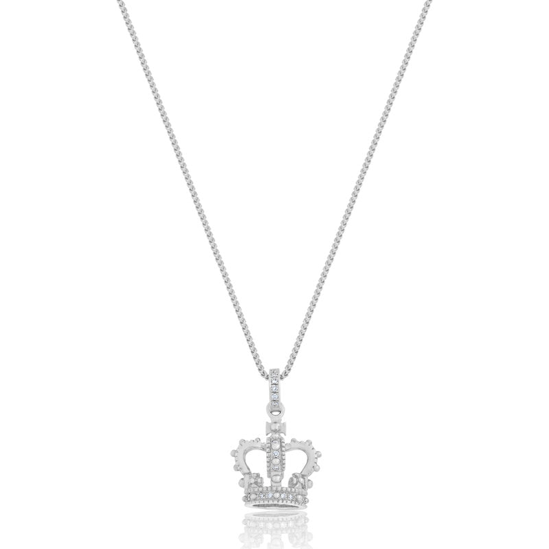 Micro Royal King's Crown Piece (Fully Iced) (14K WHITE GOLD) - IF & Co. Custom Jewelers