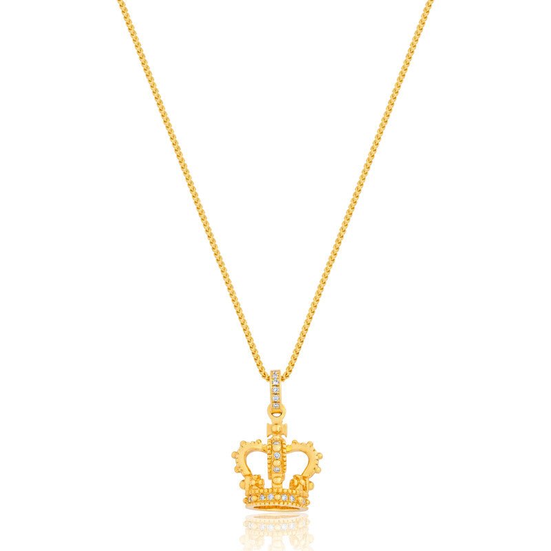 Micro Royal King's Crown Piece (Fully Iced) (14K YELLOW GOLD) - IF & Co. Custom Jewelers