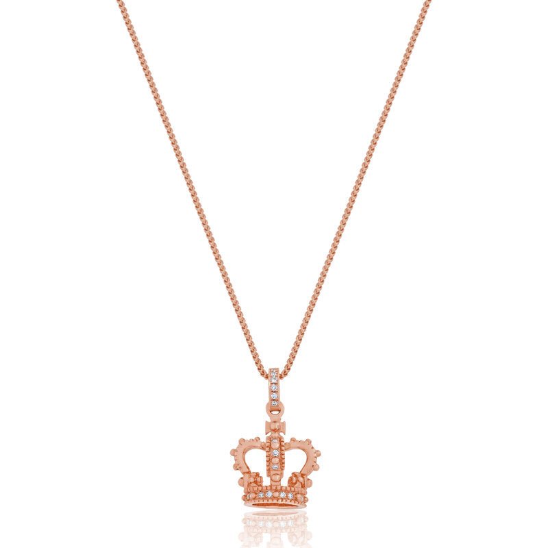 Micro Royal King's Crown Piece (Fully Iced) (14K ROSE GOLD) - IF & Co. Custom Jewelers