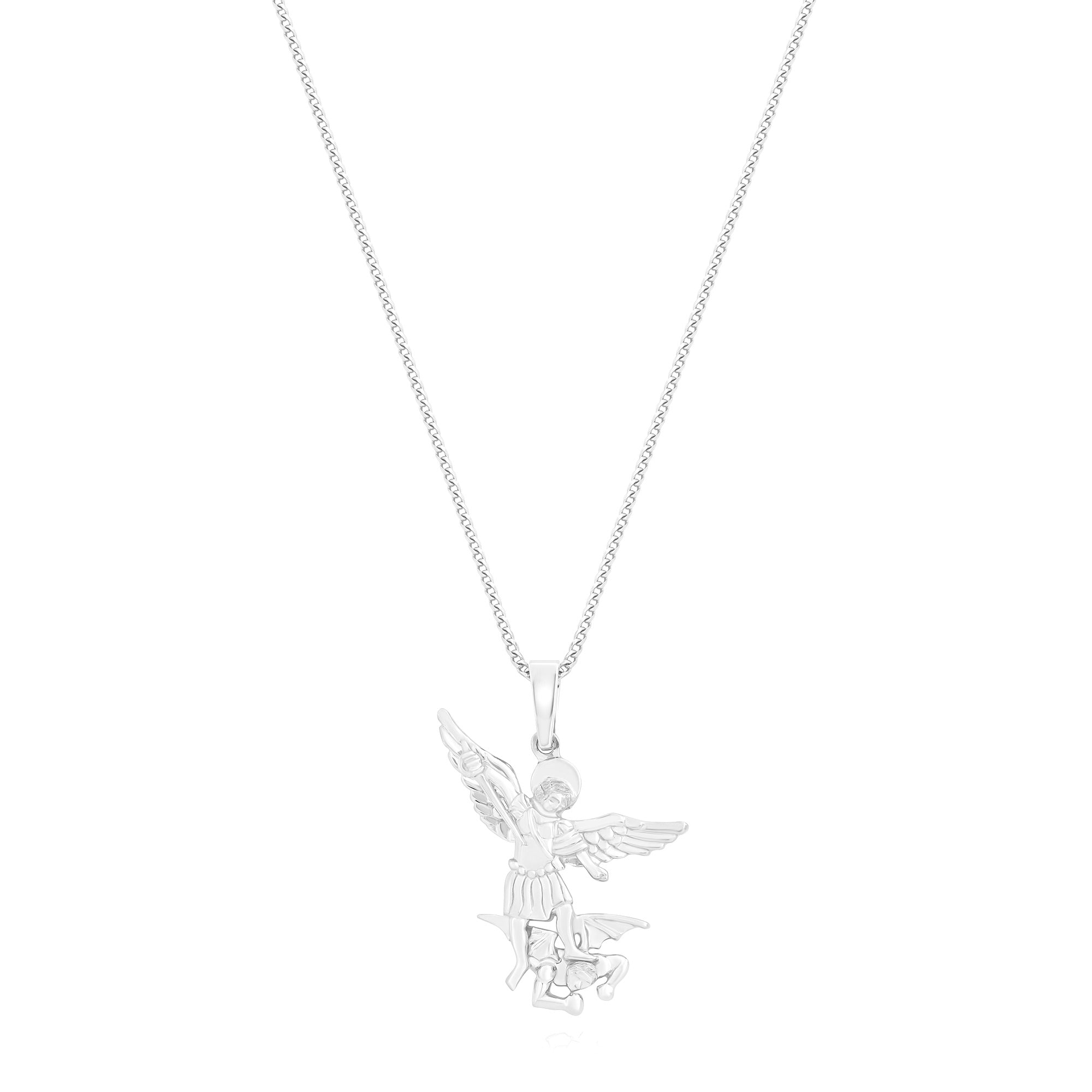 Micro Saint Michael Arch Angel Piece (Solid Gold) (14K WHITE GOLD) - IF & Co. Custom Jewelers