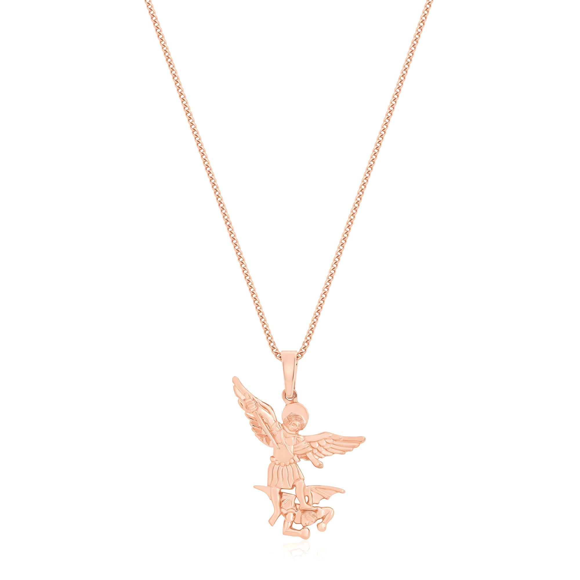 Micro Saint Michael Arch Angel Piece (Solid Gold) (14K ROSE GOLD) - IF & Co. Custom Jewelers
