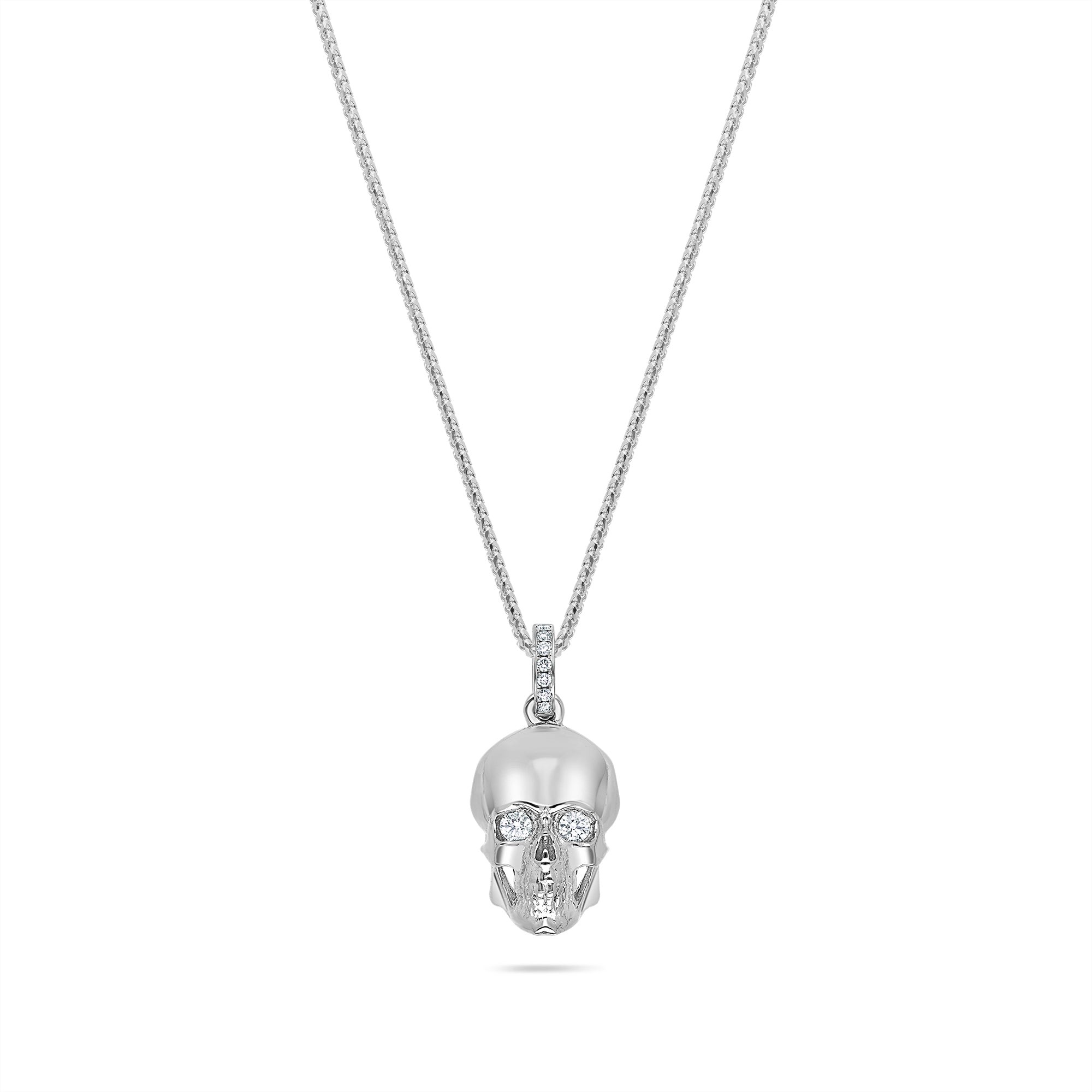 Micro Skull Piece (Partially Iced) (14K WHITE GOLD) - IF & Co. Custom Jewelers