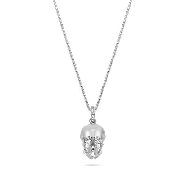 Micro Skull Piece (Partially Iced) (14K WHITE GOLD) - IF & Co. Custom Jewelers