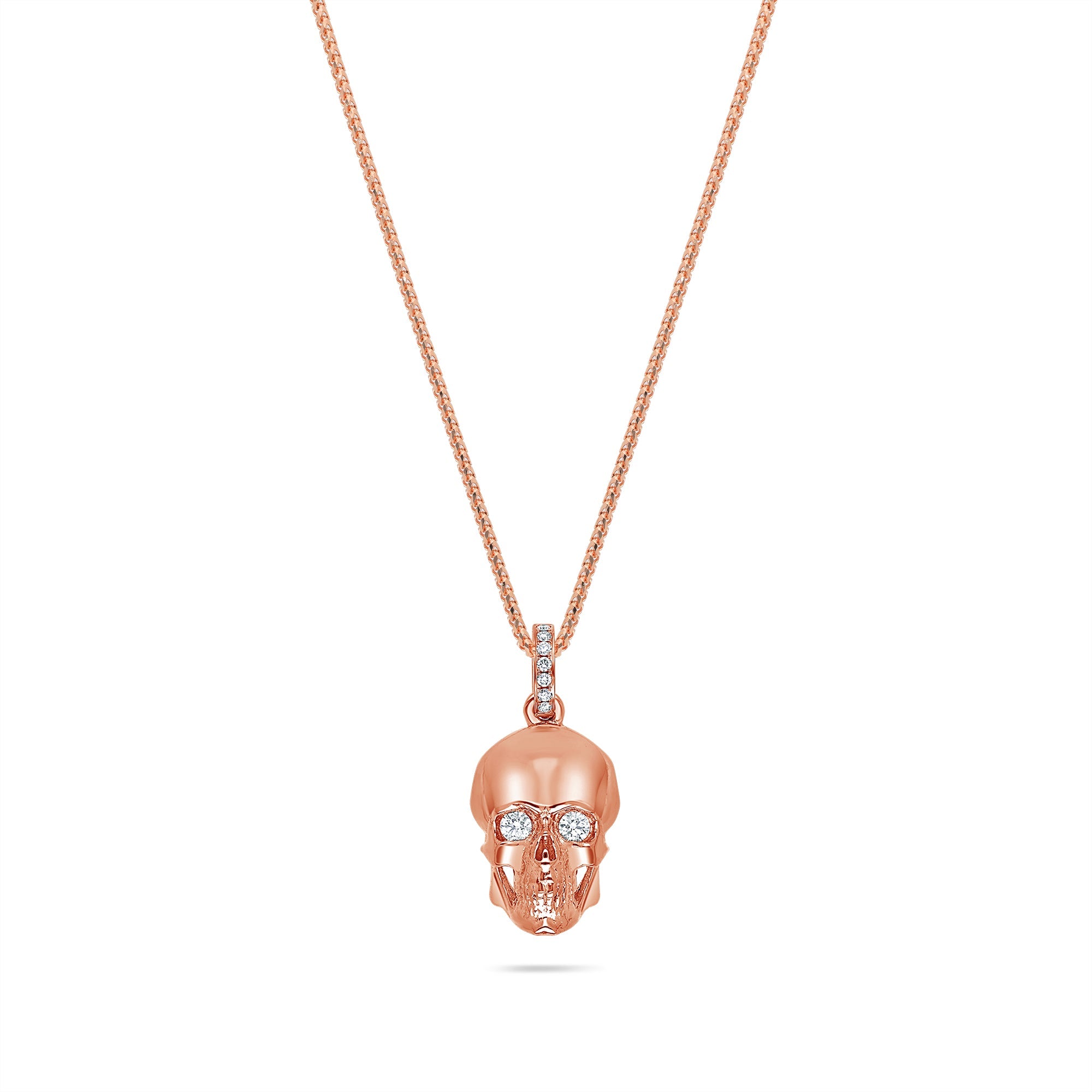Micro Skull Piece (Partially Iced) (14K ROSE GOLD) - IF & Co. Custom Jewelers