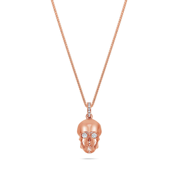 Micro Skull Piece (Partially Iced) (14K ROSE GOLD) - IF & Co. Custom Jewelers