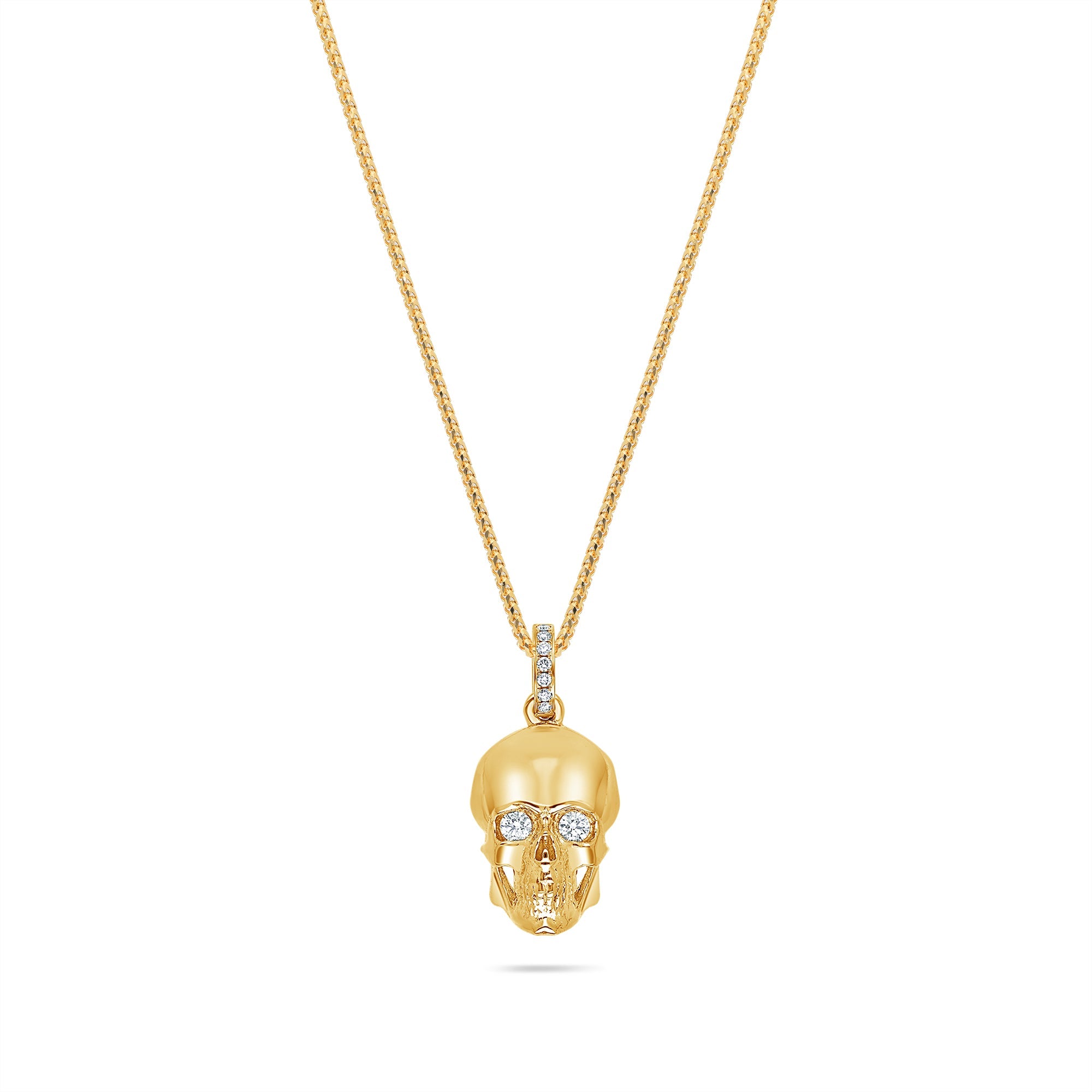 Micro Skull Piece (Partially Iced) (14K YELLOW GOLD) - IF & Co. Custom Jewelers