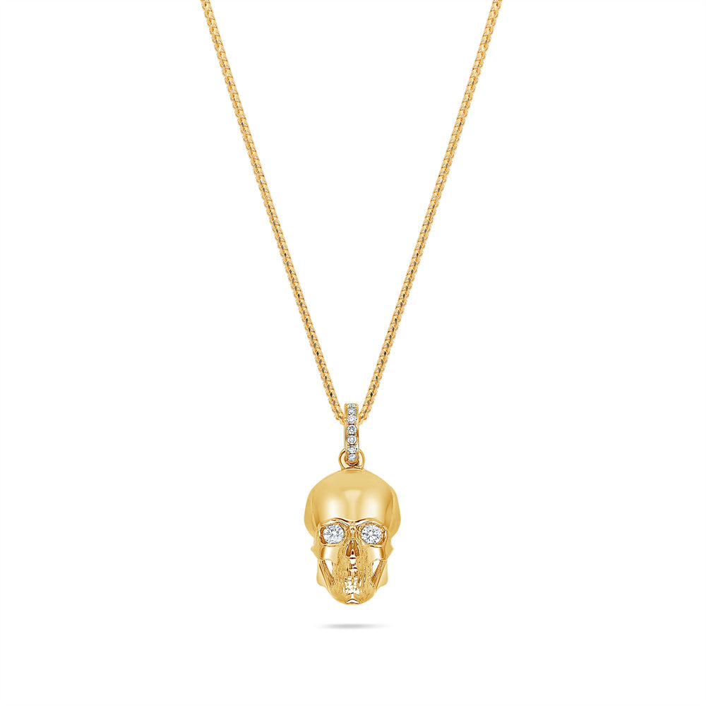 Micro Skull Piece (Partially Iced) (14K YELLOW GOLD) - IF & Co. Custom Jewelers