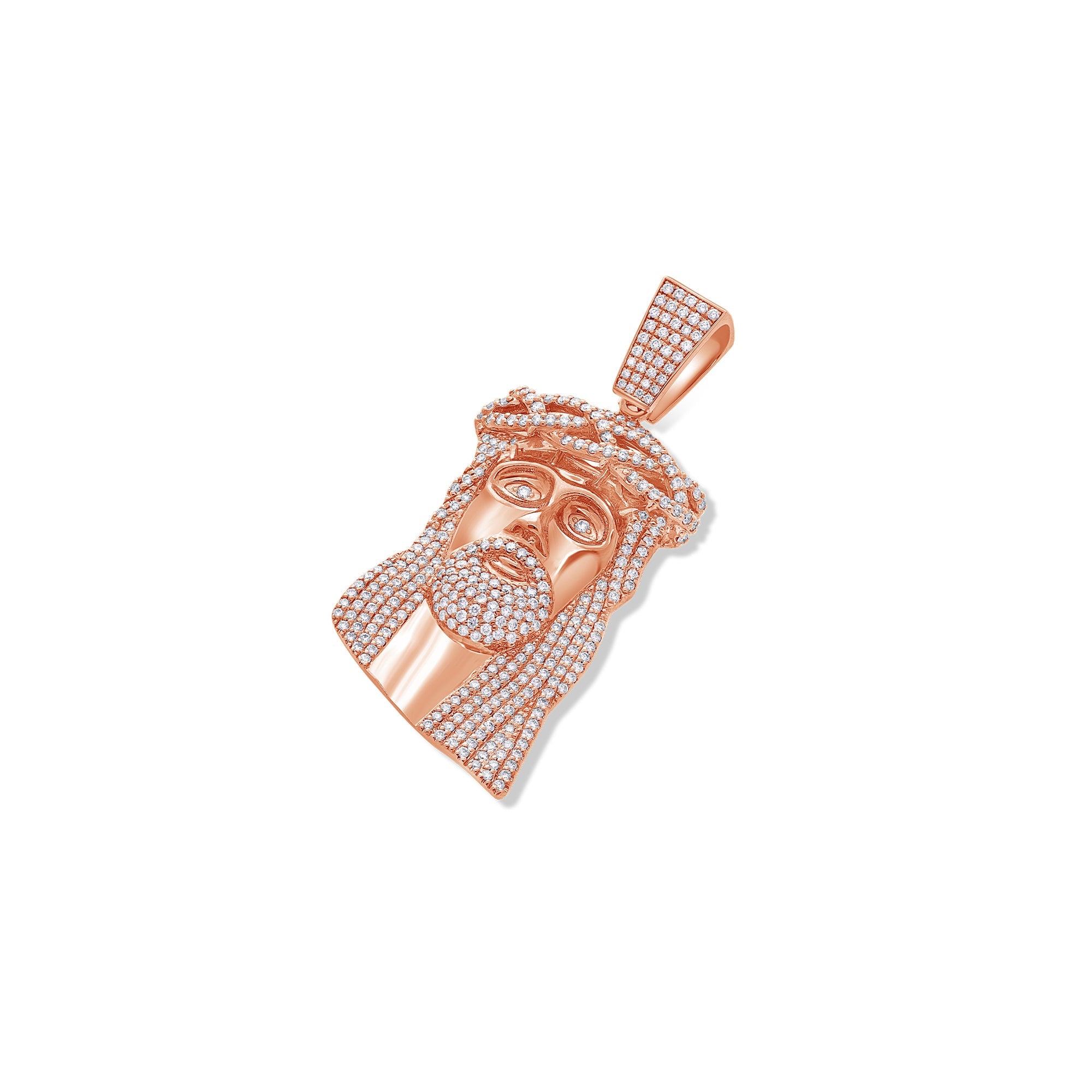 Mid-Sized Jesus Piece (Fully Iced) (14K ROSE GOLD) - IF & Co. Custom Jewelers