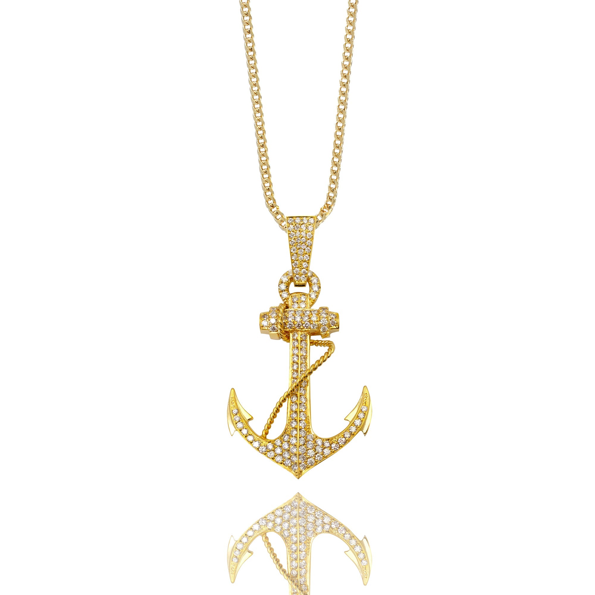 Milli Anchor Piece (Fully Iced) (14K YELLOW GOLD) - IF & Co. Custom Jewelers