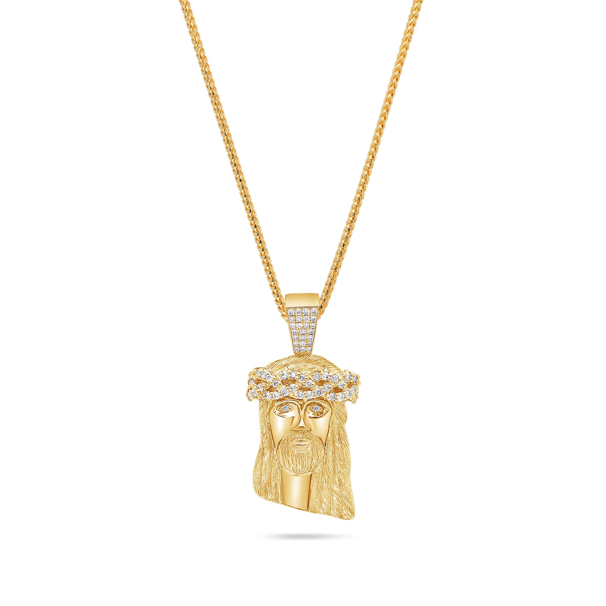 Milli Jesus Piece (Partially Iced) (14K YELLOW GOLD) - IF & Co. Custom Jewelers